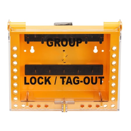 Brady 26 Lock Wall Mounted Group Lockout Tagout Box, Empty Yellow GLB26